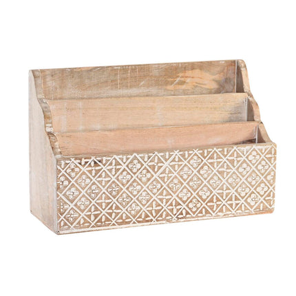 Mehrzweck-Organizer DKD Home Decor Bettlaken natürlich 32 x 13 x 21 cm 33 x 12 x 21 cm Weiß Mango-Holz
