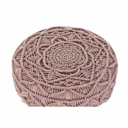 Fußstütze DKD Home Decor 53 x 53 x 31 cm natürlich Holz Braun Hellrosa 50 x 50 x 30 cm Makramee Boho