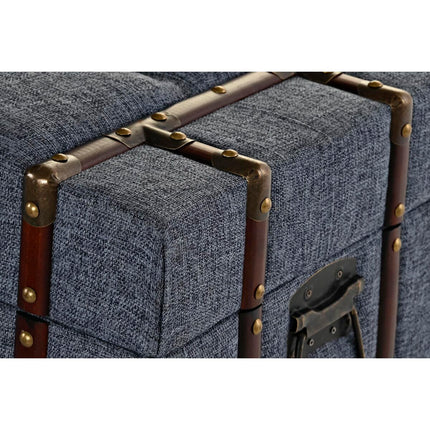 Kofferbank DKD Home Decor Blau Metall Polyester MDF (102 x 42 x 42 cm)
