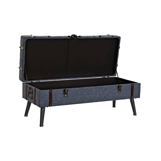 Kofferbank DKD Home Decor Blau Metall Polyester MDF (102 x 42 x 42 cm)
