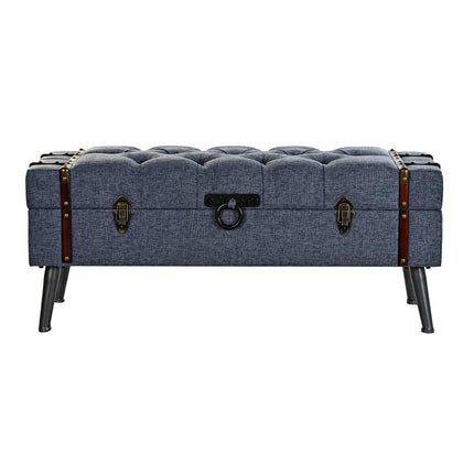 Kofferbank DKD Home Decor Blau Metall Polyester MDF (102 x 42 x 42 cm)