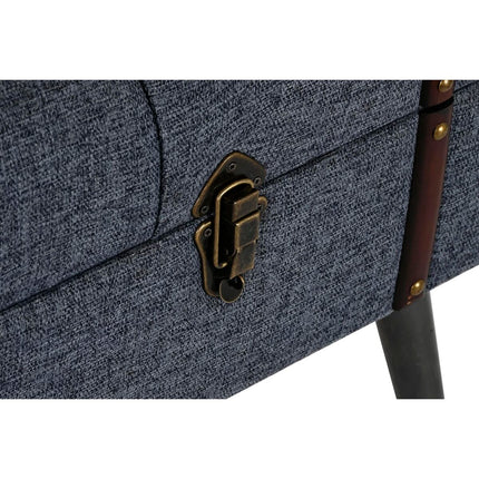 Kofferbank DKD Home Decor Blau Metall Polyester MDF (102 x 42 x 42 cm)