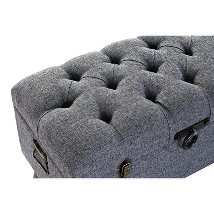 Kofferbank DKD Home Decor Blau Metall Polyester MDF (81 x 42 x 52 cm)