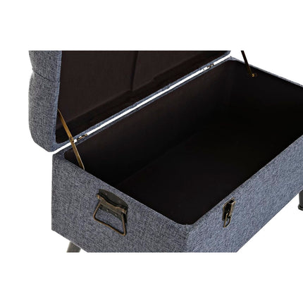 Kofferbank DKD Home Decor Blau Metall Polyester MDF (81 x 42 x 52 cm)
