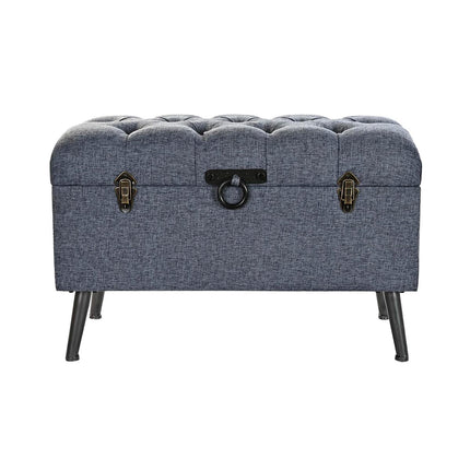 Kofferbank DKD Home Decor Blau Metall Polyester MDF (81 x 42 x 52 cm)
