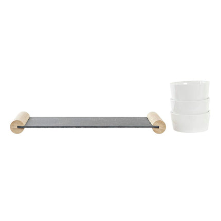 Tablett für Snacks DKD Home Decor 33 x 10 x 5,8 cm Schwarz Tafel Weiß Steingut