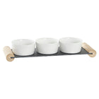 Tablett für Snacks DKD Home Decor 33 x 10 x 5,8 cm Schwarz Tafel Weiß Steingut