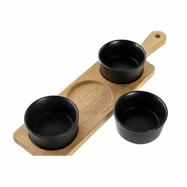 Tablett für Snacks DKD Home Decor 38 x 10 x 5,2 cm natürlich Schwarz Akazienholz Steingut