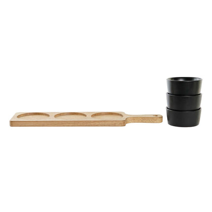 Tablett für Snacks DKD Home Decor 38 x 10 x 5,2 cm natürlich Schwarz Akazienholz Steingut