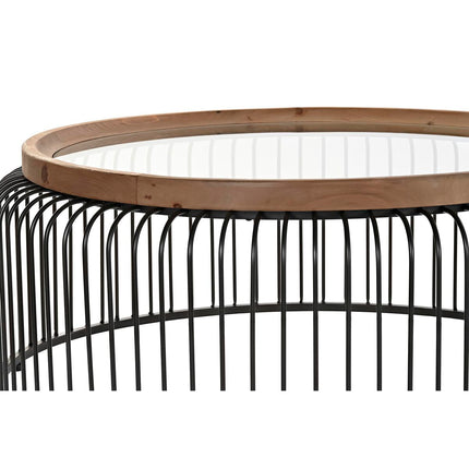 Satz mit 3 Tischen DKD Home Decor Tanne Schwarz Metall Braun (90 x 90 x 36 cm) (90 x 90 x 35 cm)