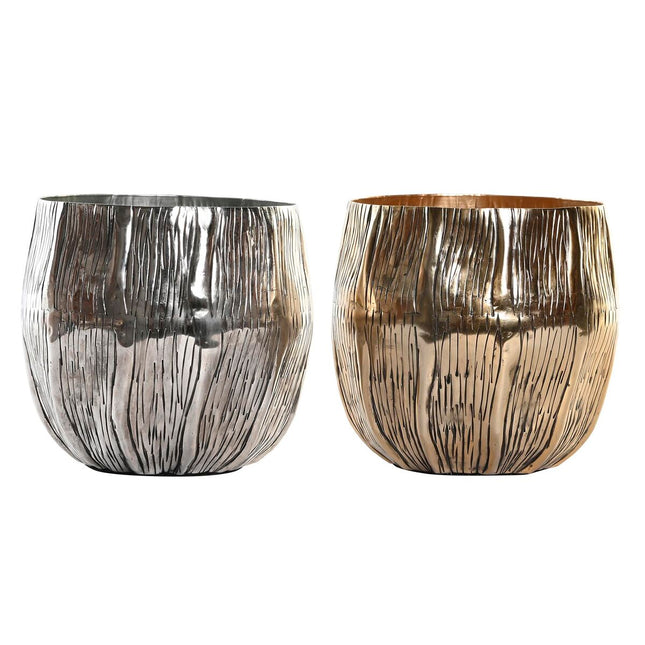 Tischdekoration DKD Home Decor Silberfarben Gold Moderne 20 x 20 x 19 cm (2 Stück)