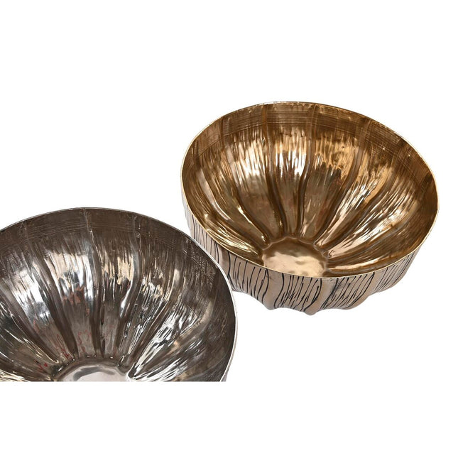 Tischdekoration DKD Home Decor 27 x 27 x 13 cm Silberfarben Gold Moderne (2 Stück)