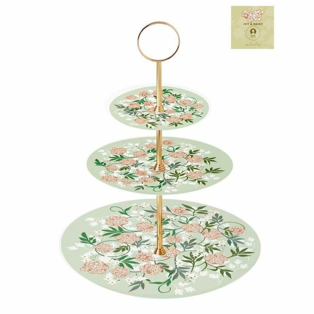 Obstschale DKD Home Decor 27 x 27 x 34 cm Porzellan Beige Metall grün