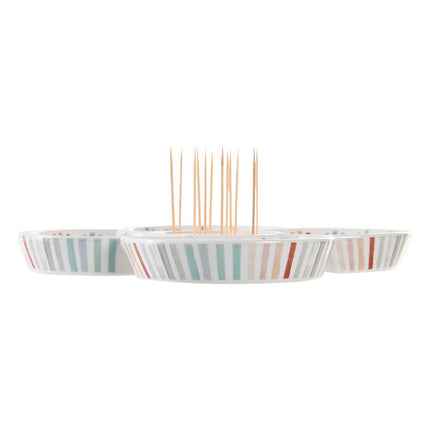 Tablett für Snacks DKD Home Decor Bunt 22 x 22 x 3 cm Steingut