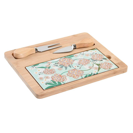 Tablett für Snacks DKD Home Decor 24,5 x 20 x 1,2 cm Beige grün Steingut