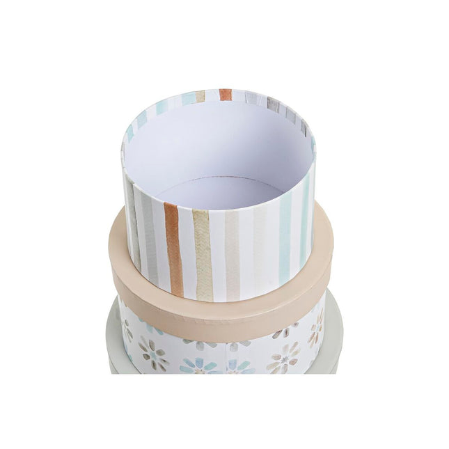 Satz stapelbarer Organizerboxen DKD Home Decor rund Bunt Pappe (37,5 x 37,5 x 18 cm)