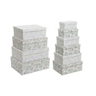 Satz stapelbarer Organizerboxen DKD Home Decor Beige grün Blomster Pappe (43,5 x 33,5 x 15,5 cm)