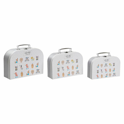 Set dekorativer Karten DKD Home Decor Haustiere Metall Weiß Pappe (28 x 9,5 x 20 cm)