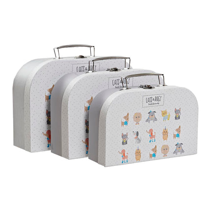 Set dekorativer Karten DKD Home Decor Haustiere Metall Weiß Pappe (28 x 9,5 x 20 cm)