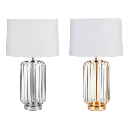 Tischlampe DKD Home Decor Weiß Gold Silberfarben Metall 50 W 220 V (2 Stück)