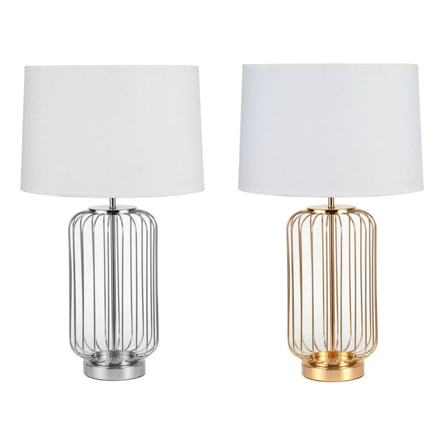 Tischlampe DKD Home Decor Weiß Gold Silberfarben Metall 50 W 220 V (2 Stück)