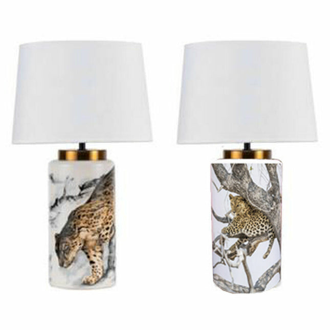 Tischlampe DKD Home Decor 28 x 28 x 50 cm Schwarz Grau Metall Braun Weiß Gelb 220 V 50 W (2 Stück)