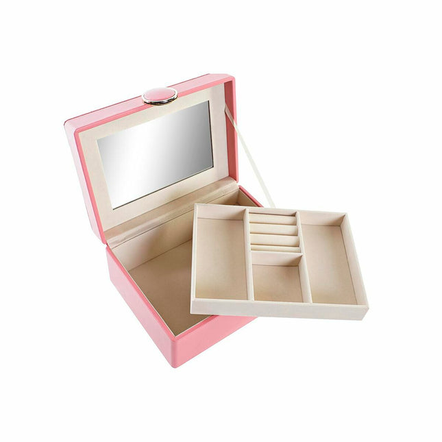 Box-Schmuckkästchen DKD Home Decor Rosa PU Holz MDF (17 x 13 x 8,5 cm)