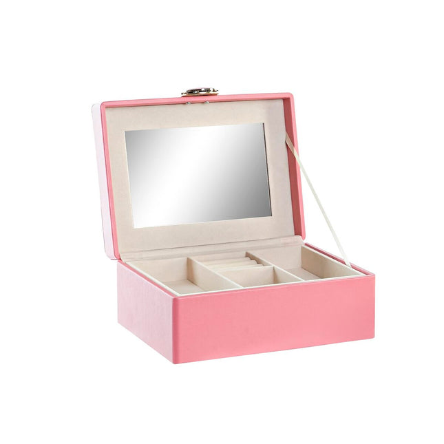 Box-Schmuckkästchen DKD Home Decor Rosa PU Holz MDF (17 x 13 x 8,5 cm)