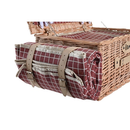 Korb DKD Home Decor Picnic natürlich Rot korb (44 x 30 x 22 cm)