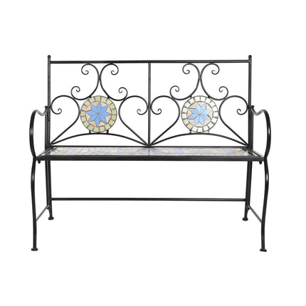 Bank DKD Home Decor 111 x 54 x 88 cm aus Keramik Mosaik Schwarz Metall Bunt