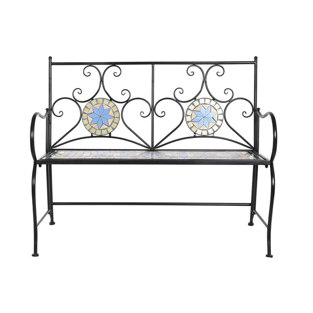 Bank DKD Home Decor 111 x 54 x 88 cm aus Keramik Mosaik Schwarz Metall Bunt