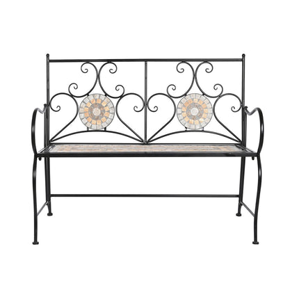 Bank DKD Home Decor 111 x 54 x 88 cm aus Keramik Mosaik Schwarz Metall Bunt