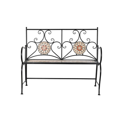 Bank DKD Home Decor 111 x 54 x 88 cm aus Keramik Mosaik Schwarz Metall Bunt