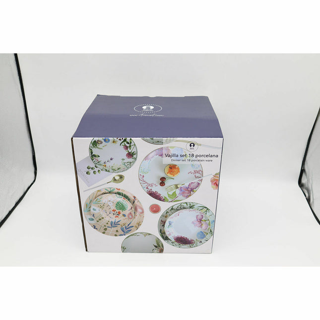 Geschirr-Set DKD Home Decor Porzellan Bunt 18 Stücke (27 x 27 x 3 cm)