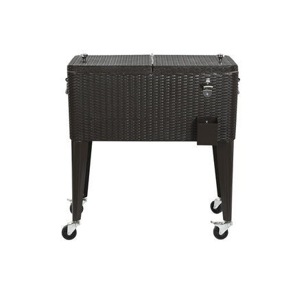 Tragbarer Kühlschrank DKD Home Decor 83 x 48 x 86 cm Metall Braun Synthetischer Rattan 76 L