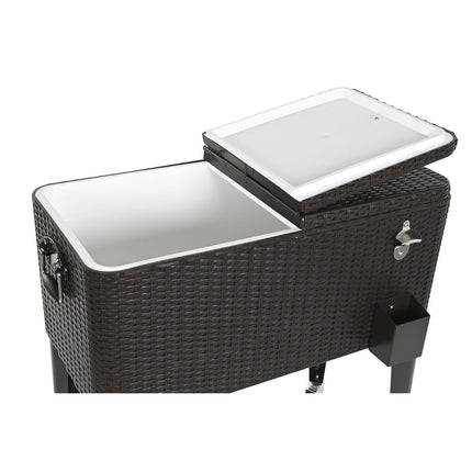 Tragbarer Kühlschrank DKD Home Decor 83 x 48 x 86 cm Metall Braun Synthetischer Rattan 76 L