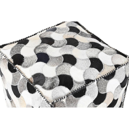 Puff DKD Home Decor Schwarz Weiß Polyester Haut (45 x 45 x 40 cm)