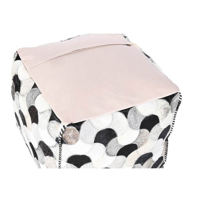Puff DKD Home Decor Schwarz Weiß Polyester Haut (45 x 45 x 40 cm)