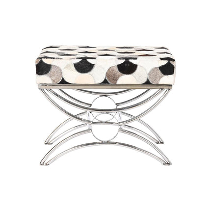 Barhocker DKD Home Decor Silberfarben Schwarz Stahl Haut Weiß (53 x 40 x 43 cm)