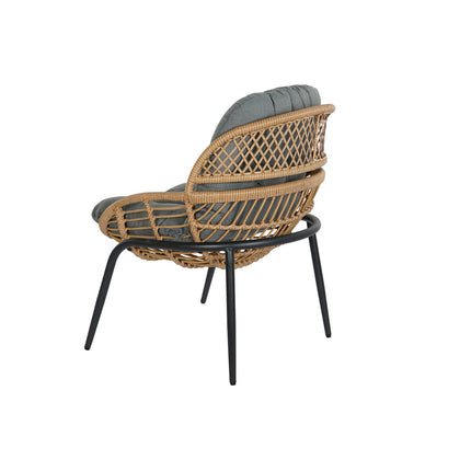 Tisch mit 2 Sesseln DKD Home Decor Grau Metall Kristall Synthetischer Rattan 55 x 55 x 47 cm