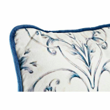 Kissen DKD Home Decor Blau 45 x 10 x 45 cm Weiß Blomster