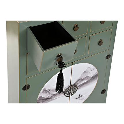 Schubladenschrank DKD Home Decor Holz MDF 63 x 28 x 101 cm Tanne grün Orientalisch