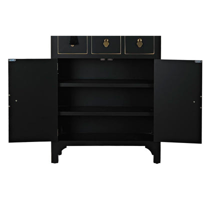 Schubladenschrank DKD Home Decor 63 x 28 x 101 cm Tanne Schwarz Gold Orientalisch Holz MDF