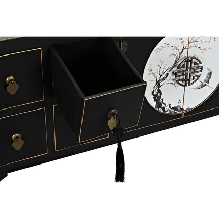 TV-Möbel DKD Home Decor Schwarz Orientalisch Tanne Gold Metall Weiß Holz MDF (130 x 26 x 51 cm)