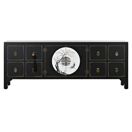 TV-Möbel DKD Home Decor Schwarz Orientalisch Tanne Gold Metall Weiß Holz MDF (130 x 26 x 51 cm)