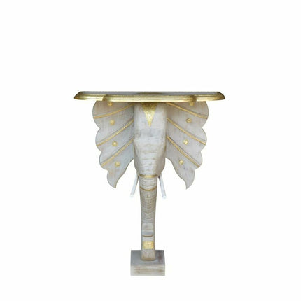 Konsole DKD Home Decor Elefant Grau Gold Weiß Messing Mango-Holz (80 x 30 x 96 cm)