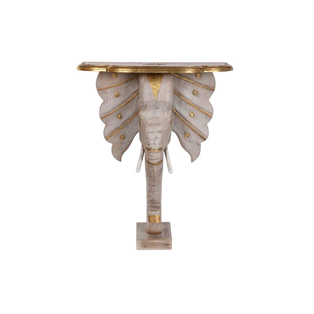 Konsole DKD Home Decor Elefant Grau Gold Weiß Messing Mango-Holz (80 x 30 x 96 cm)