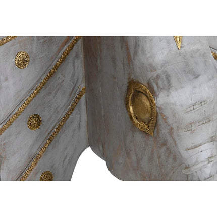 Konsole DKD Home Decor Elefant Grau Gold Weiß Messing Mango-Holz (80 x 30 x 96 cm)