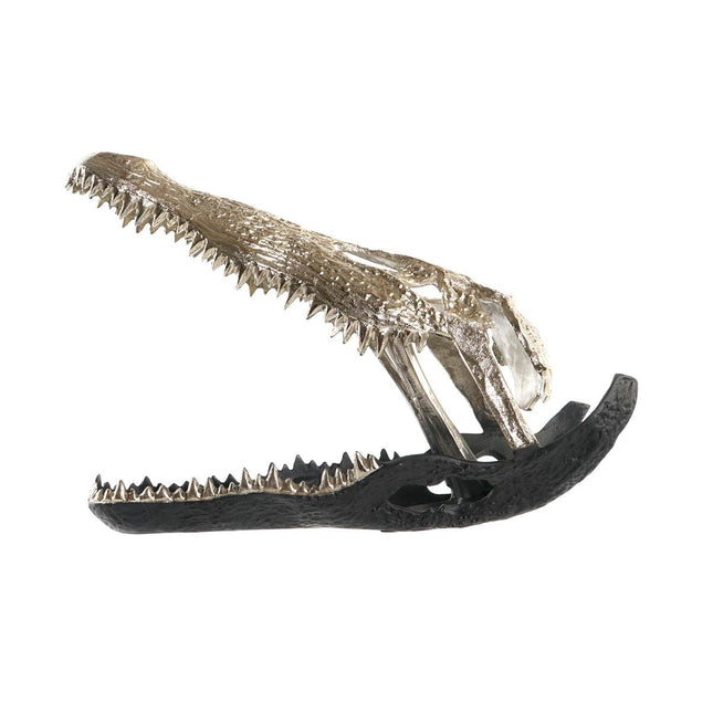 Deko-Figur DKD Home Decor Champagner Aluminium Dunkelgrau zweifarbig Krokodil (55 x 26 x 39 cm)