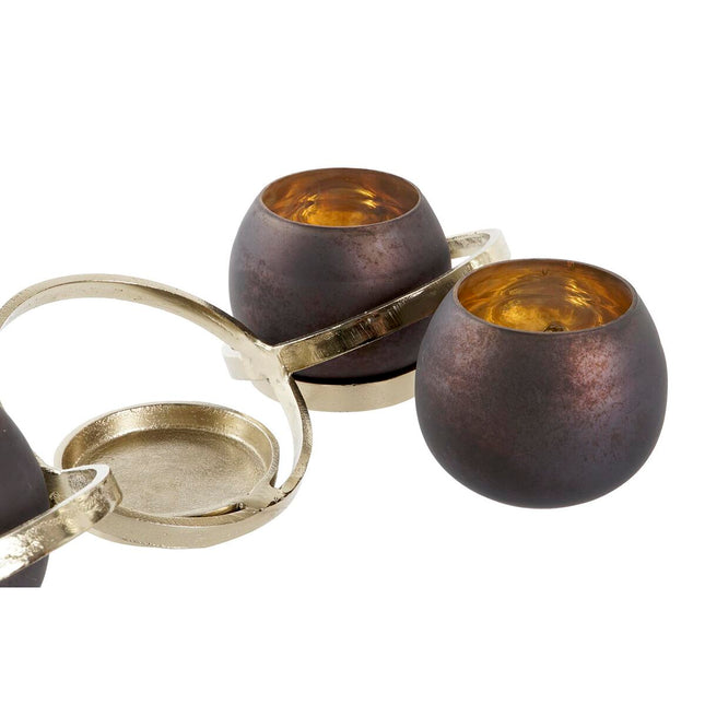 Kerzenschale DKD Home Decor Kristall Grau Gold Aluminium (44 x 15 x 12 cm)